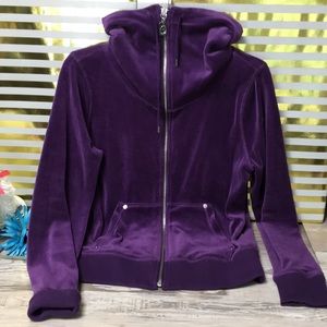 Michael Kors velour purple zip jacket M